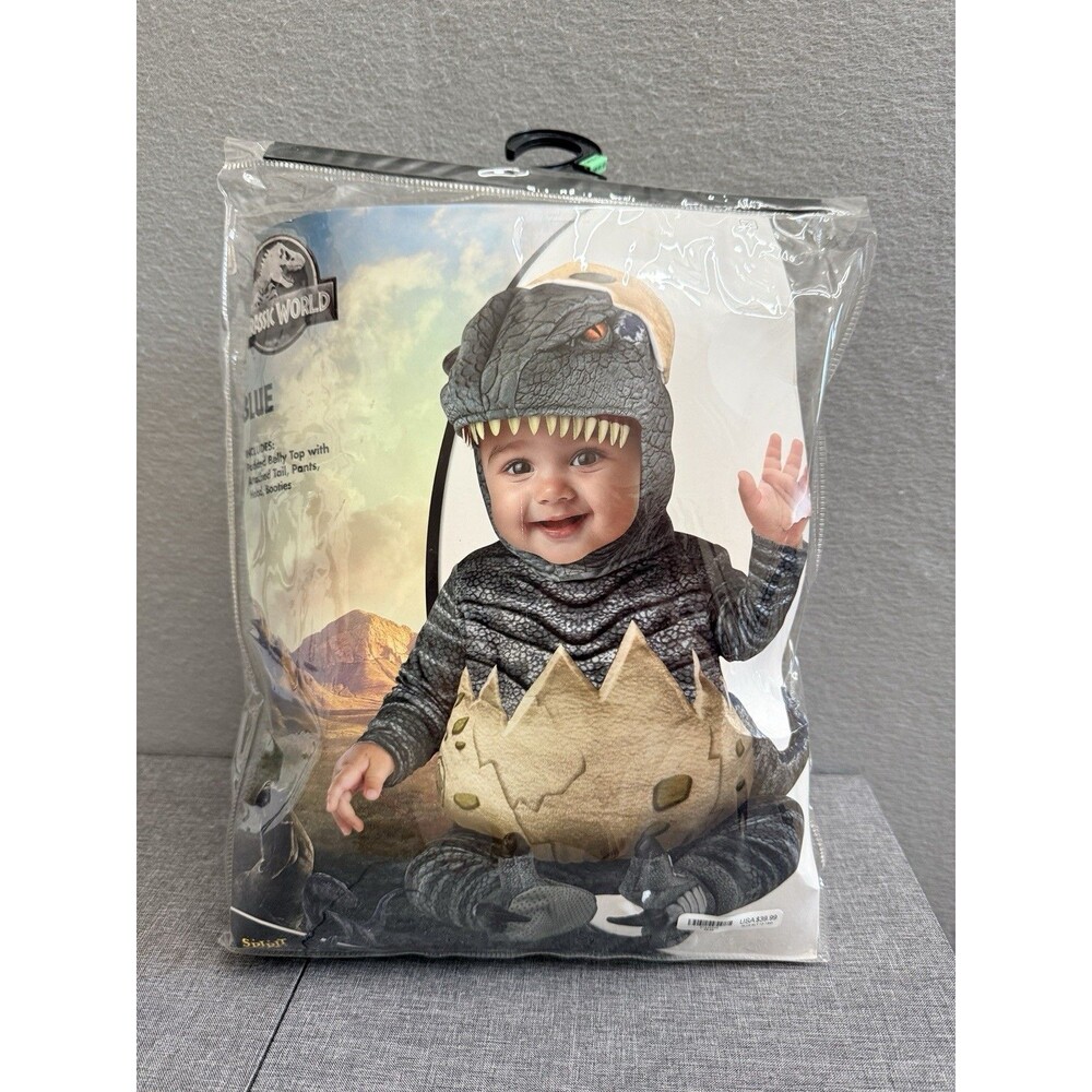 Spirit Halloween Jurassic World Baby Blue Velociraptor Egg Costume 12-18 Months